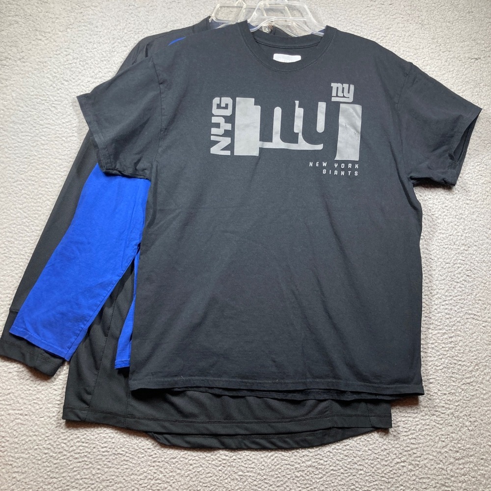 New York Giants‎ Tops Mens XL 3 Pack Blue Black 1/4 Zip, 2 T Shirts FLAWS